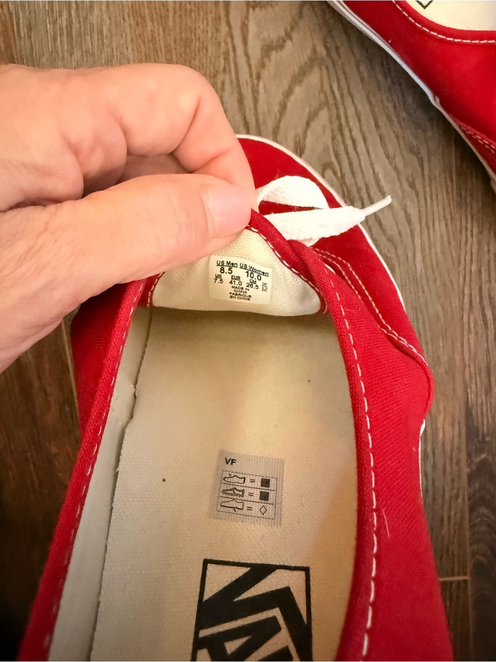 Vans Red Canvas Authentic Sneakers - Picture 5 of 5